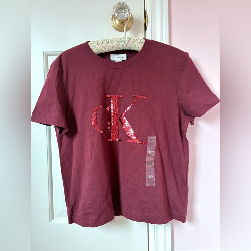 Calvin Klein Red Sequin Shirt